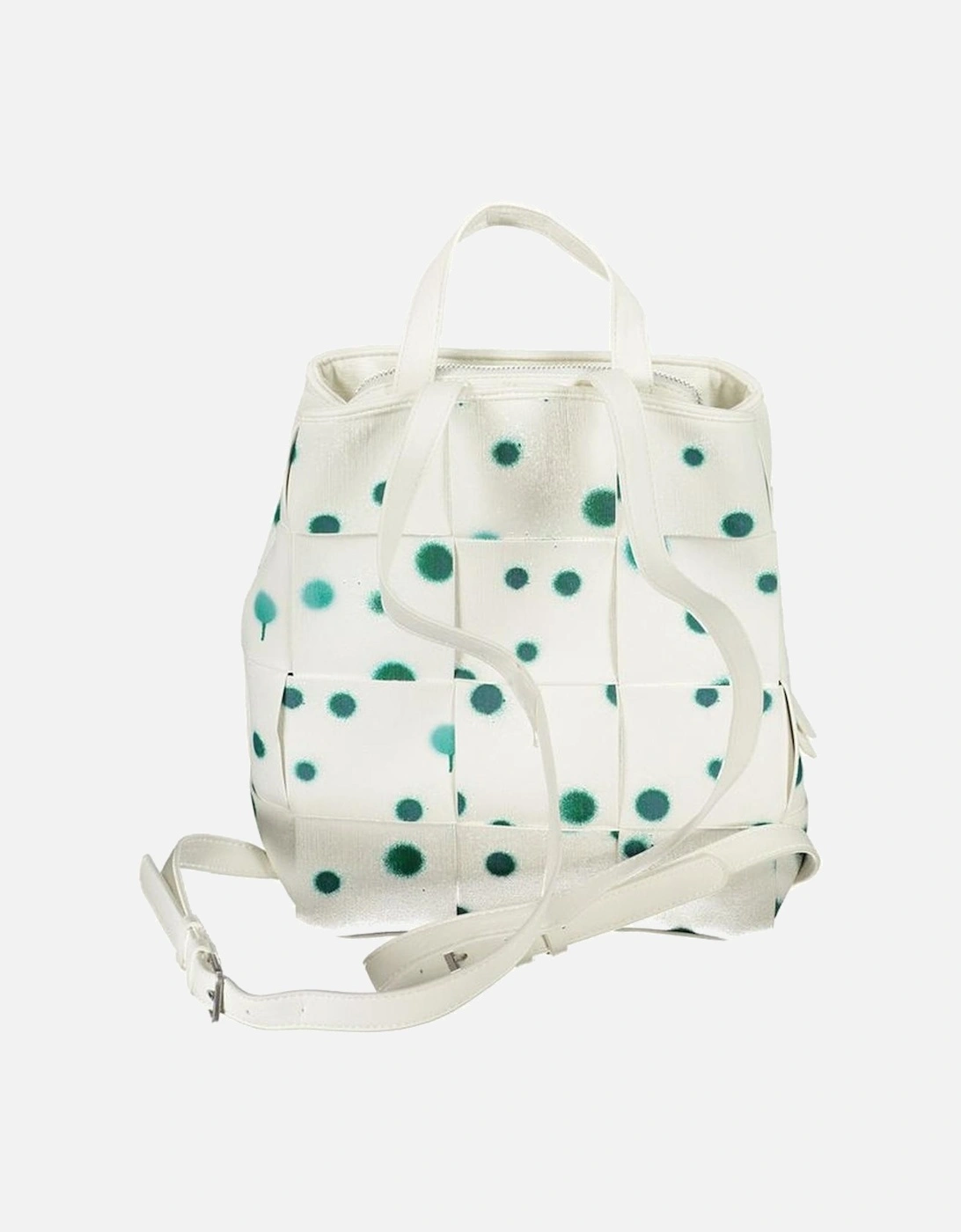 Polka Dot Backpack with Multiple Compartments and Contrasting Details