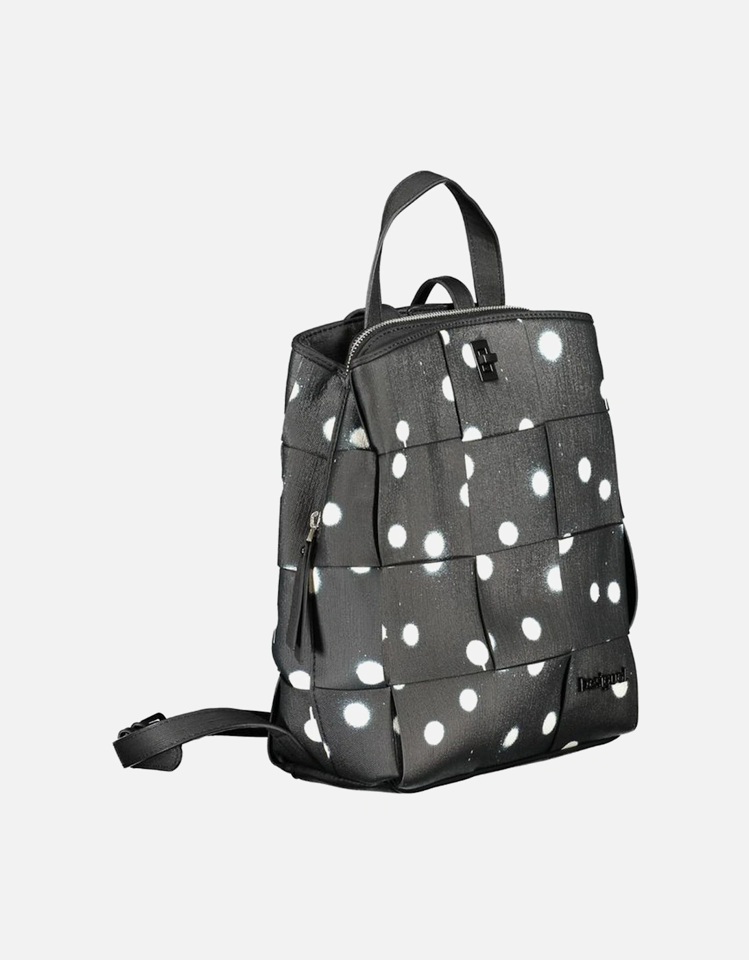 Polka Dot Backpack with Multiple Compartments and Contrasting Details