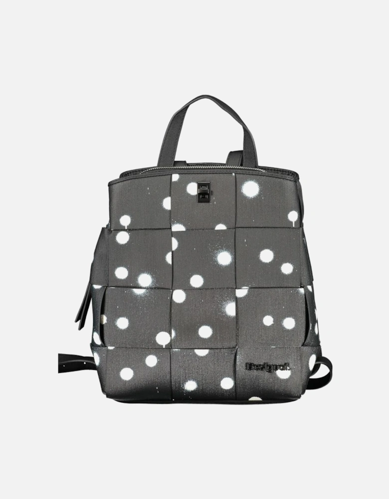 Polka Dot Backpack with Multiple Compartments and Contrasting Details