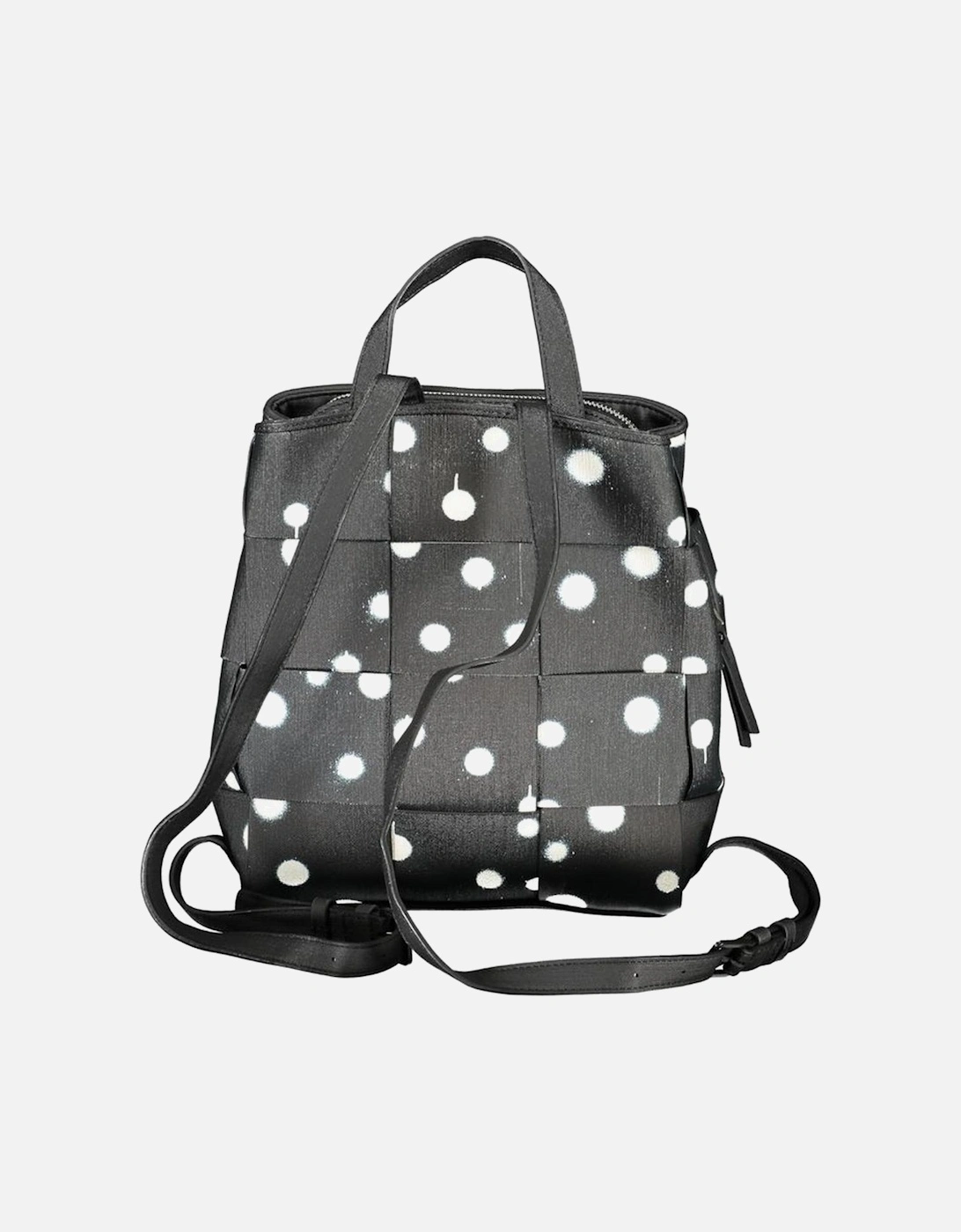 Polka Dot Backpack with Multiple Compartments and Contrasting Details