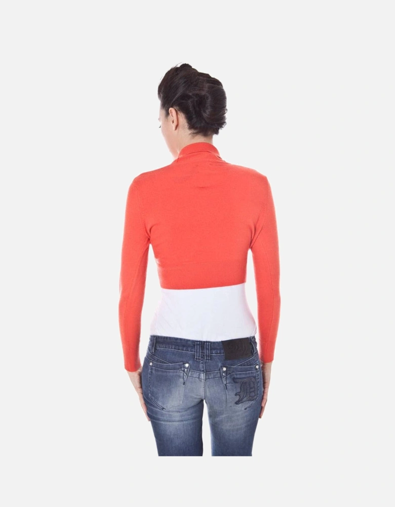 Long Sleeve Shrug with V-Neck and Logo Women - Orange Sweaters