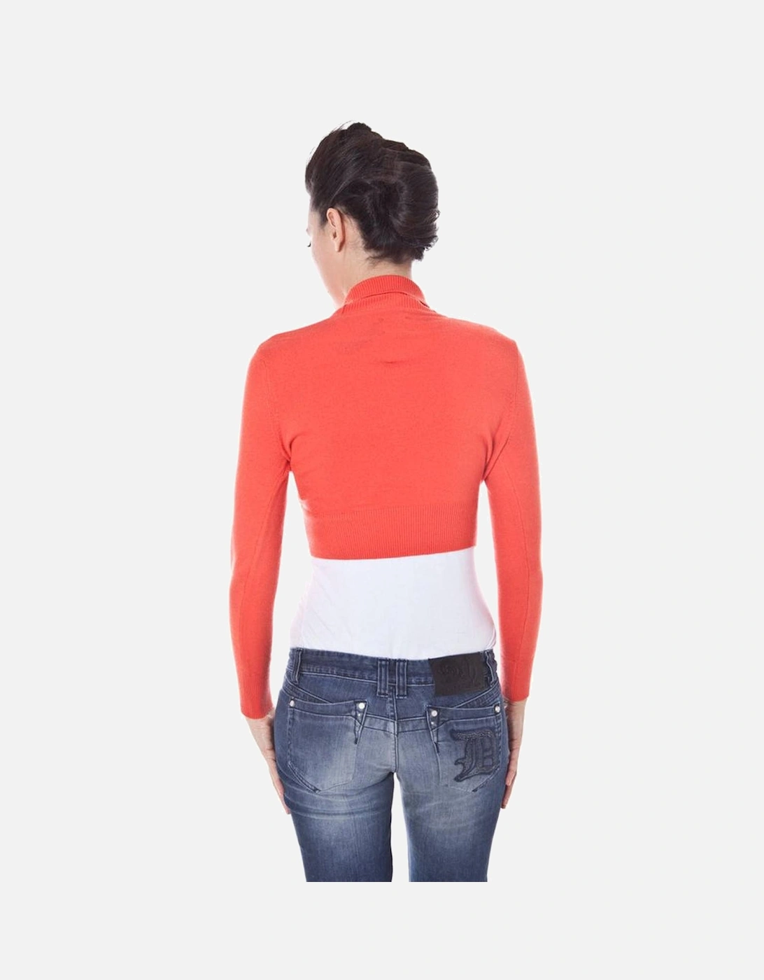 Long Sleeve Shrug with V-Neck and Logo Women - Orange Sweaters