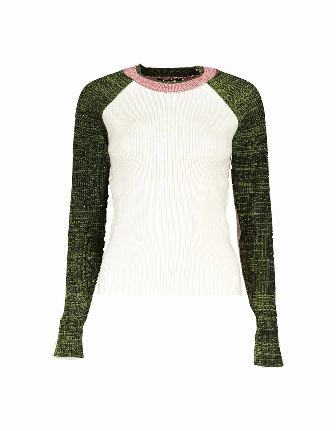 Long Sleeve Crew Neck Sweater with Contrast Details and Logo Women -, 3 of 2