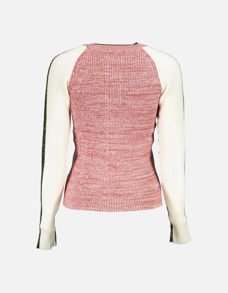 Long Sleeve Crew Neck Sweater with Contrast Details and Logo Women -