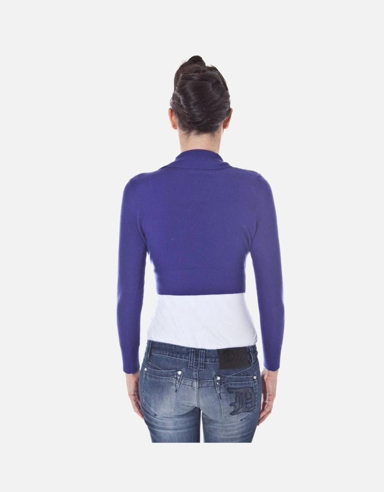 Long Sleeve V-Neck Logo Shrug Women - Purple Sweaters