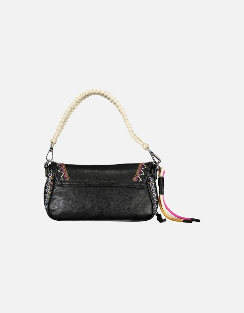 Double Compartment Shoulder Bag with External Pocket and Contrast