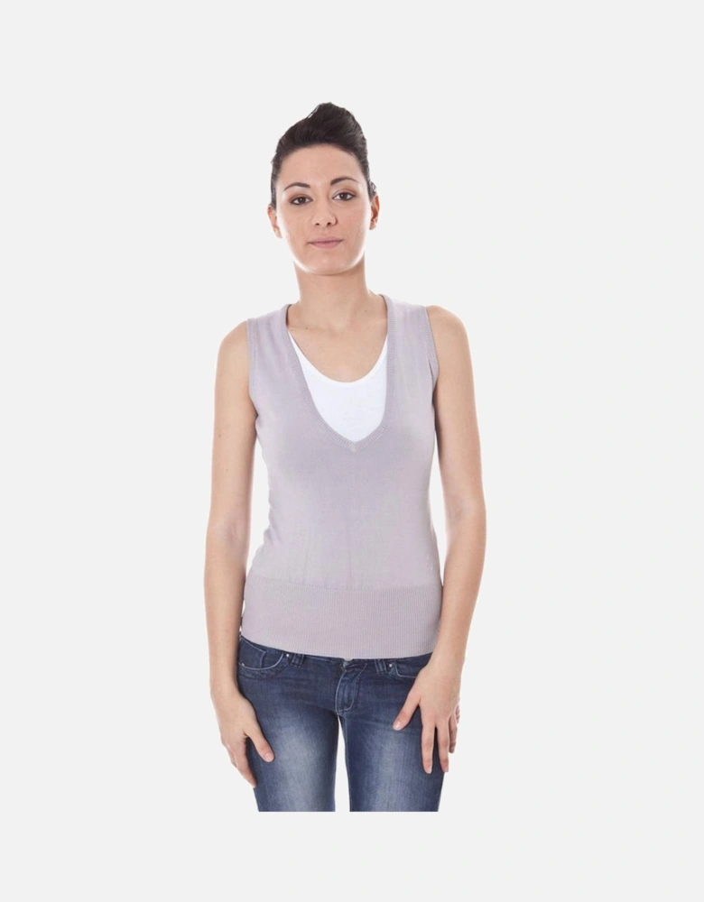 Logo V-Neck Vest Women - Gray Sweaters