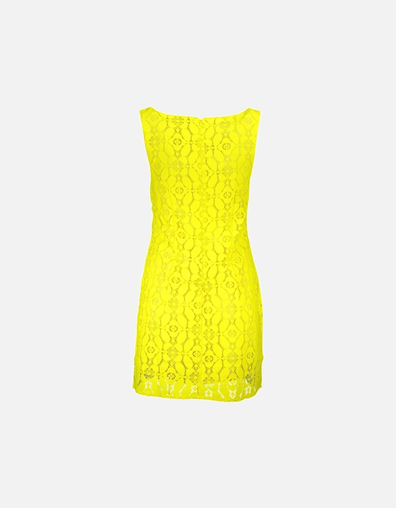 Sleeveless Square Neck Short Dress with Contrasting Details and Logo
