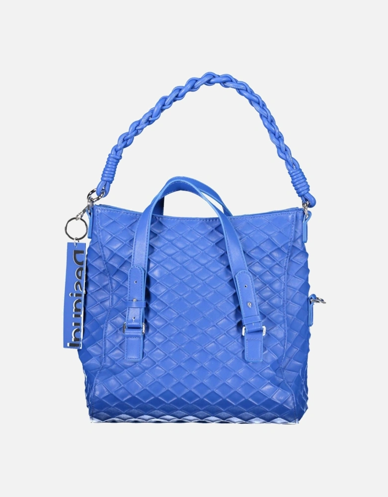 Versatile Zip Handbag with Removable Straps and Pockets Women - Blue