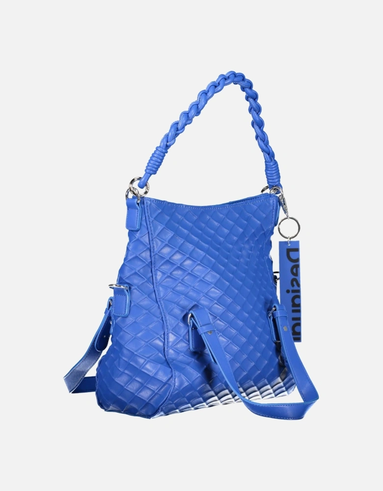 Versatile Zip Handbag with Removable Straps and Pockets Women - Blue