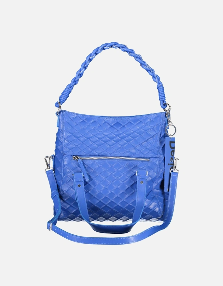 Versatile Zip Handbag with Removable Straps and Pockets Women - Blue