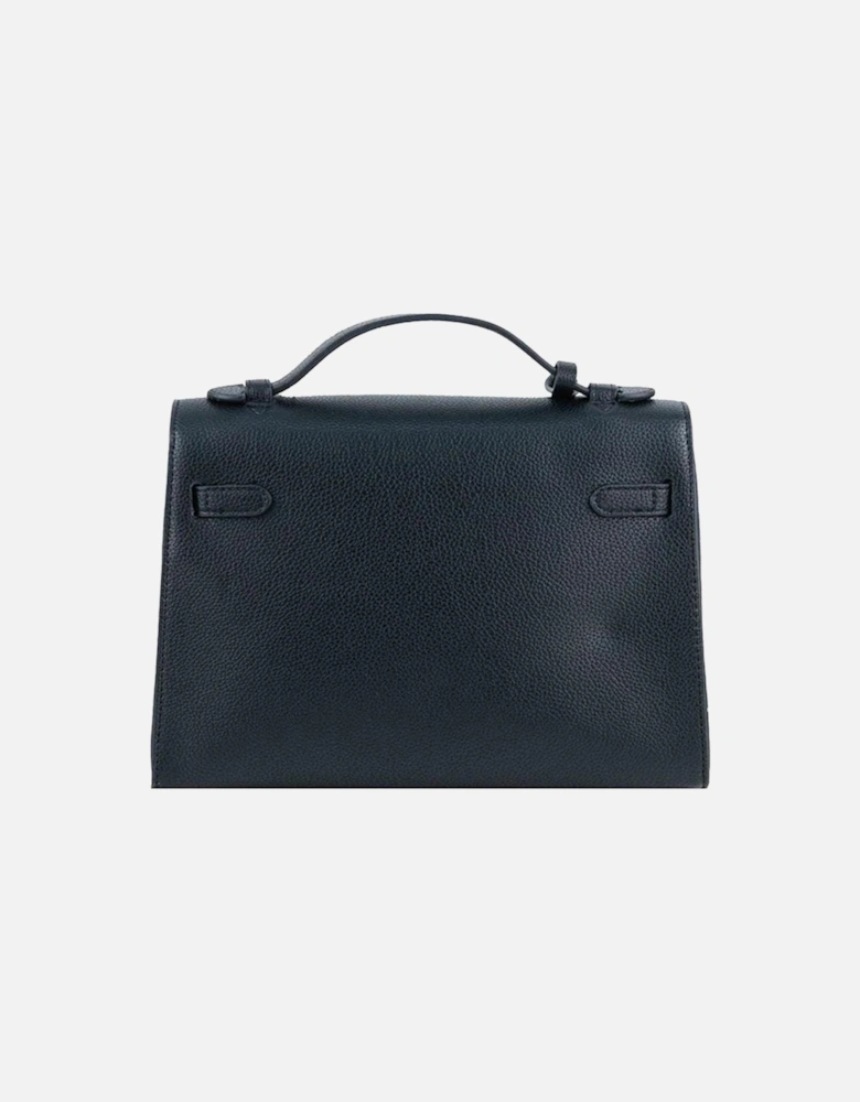 Faux Leather Shoulder Bag with Metal Logo Women - Black Crossbody Bags