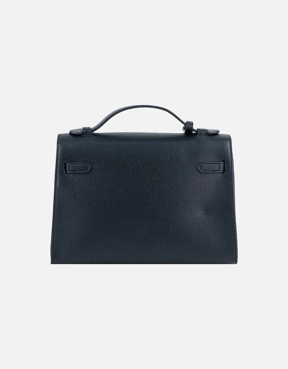 Faux Leather Shoulder Bag with Metal Logo Women - Black Crossbody Bags