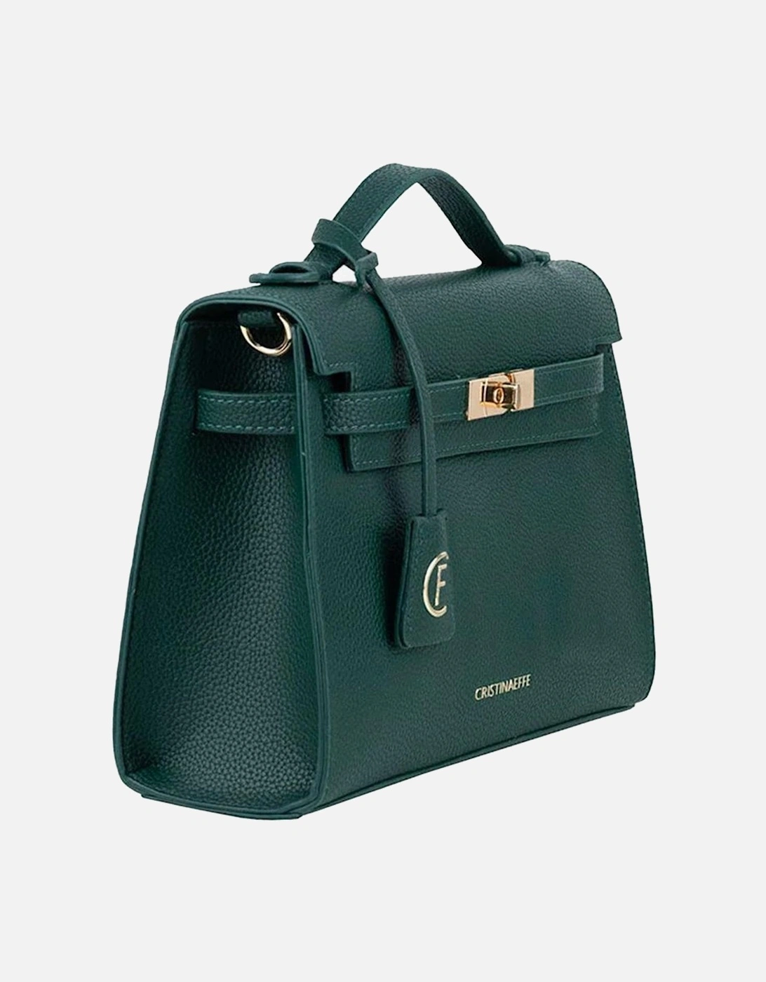 Faux Leather Shoulder Bag with Metal Logo Women - Green Crossbody Bags