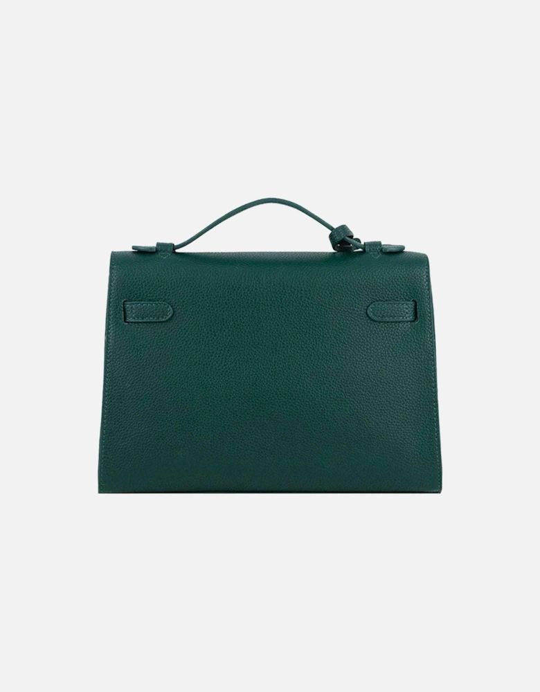 Faux Leather Shoulder Bag with Metal Logo Women - Green Crossbody Bags