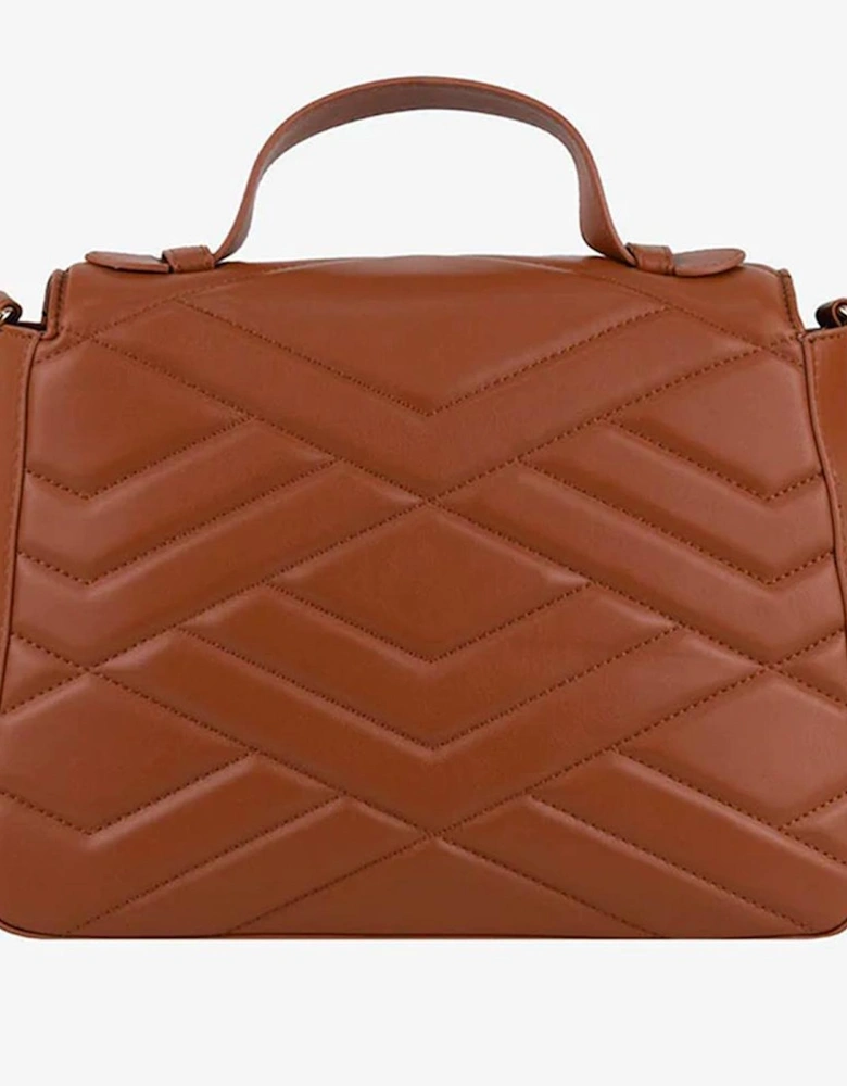Quilted Faux Leather Shoulder Bag with Logo Women - Brown Crossbody