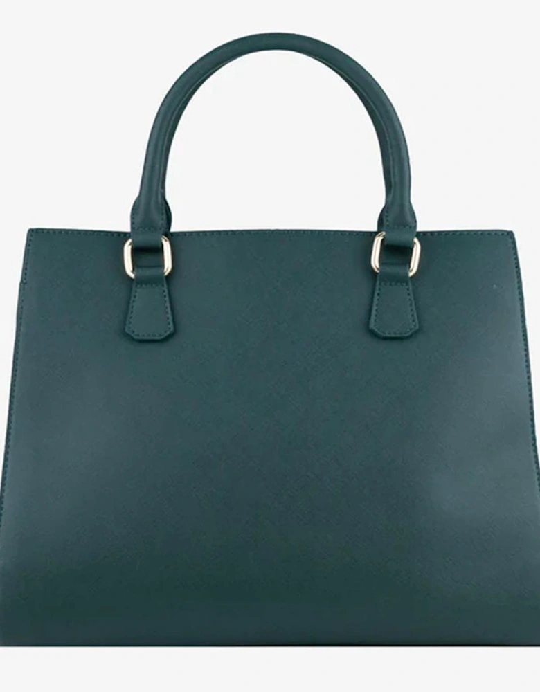 Faux Leather Shoulder Bag with Logo Detail Women - Green Crossbody