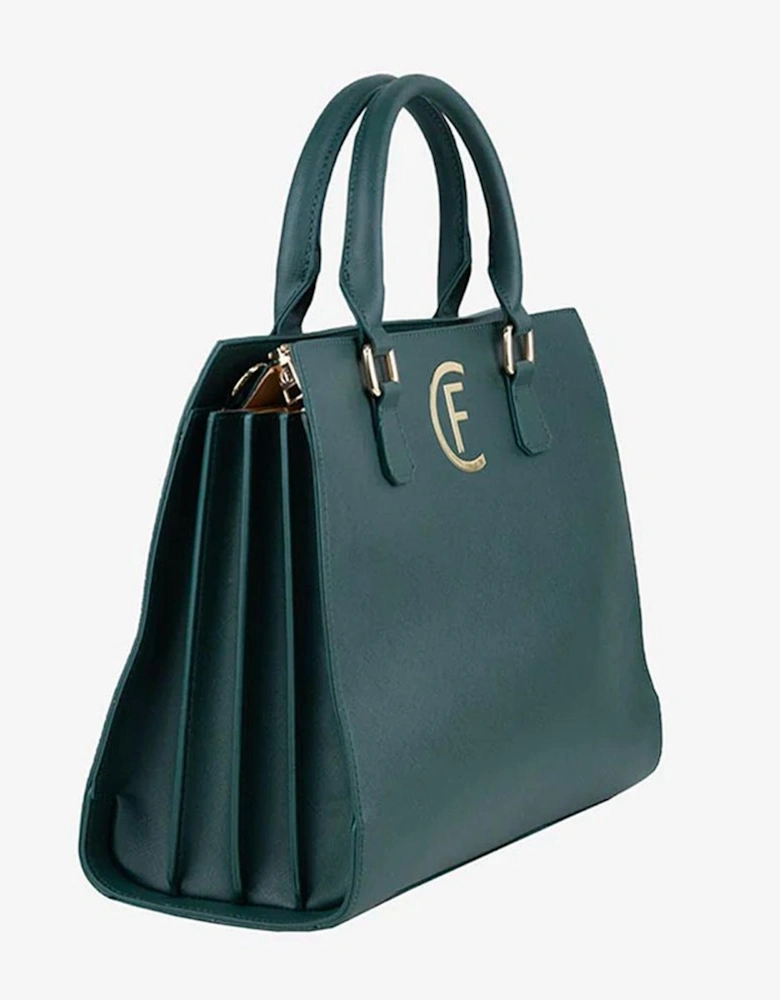 Faux Leather Shoulder Bag with Logo Detail Women - Green Crossbody