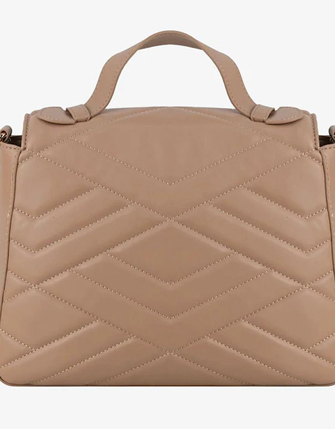 Quilted Faux Leather Shoulder Bag with Logo Detailing Women - Beige