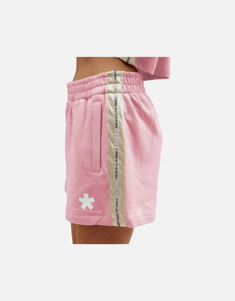 Cotton shorts with logo print and nylon side bands Women - Pink