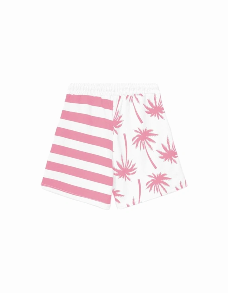 Palm Tree Shorts Pink and White Women