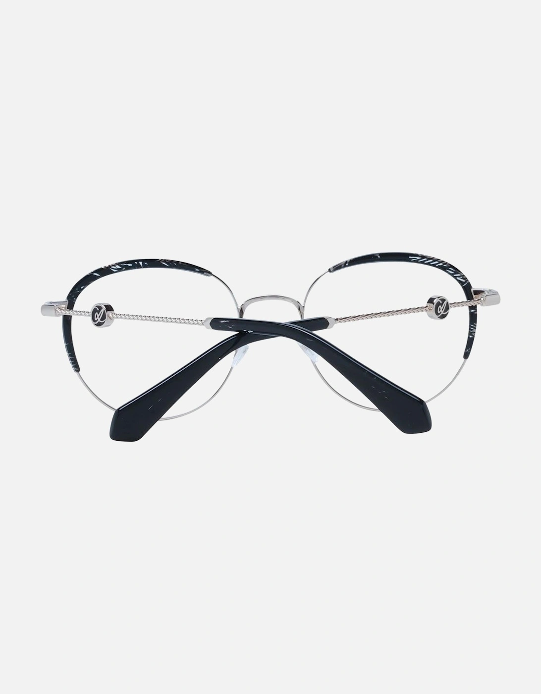 Black Metal Round Glasses with Demo Lenses Women Frames
