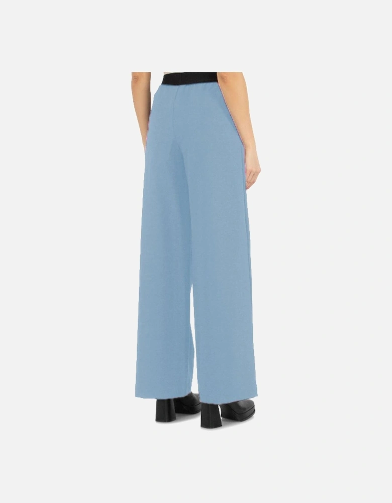 Logoed Elastic Waistband Palazzo Pants Women - Light Blue Jeans