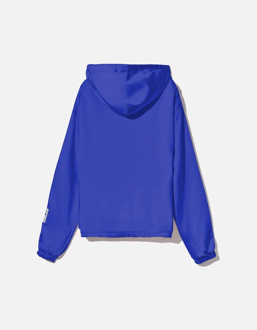 Zipper Satin Hooded Jacket with Side Pockets and Logo Label. Women -