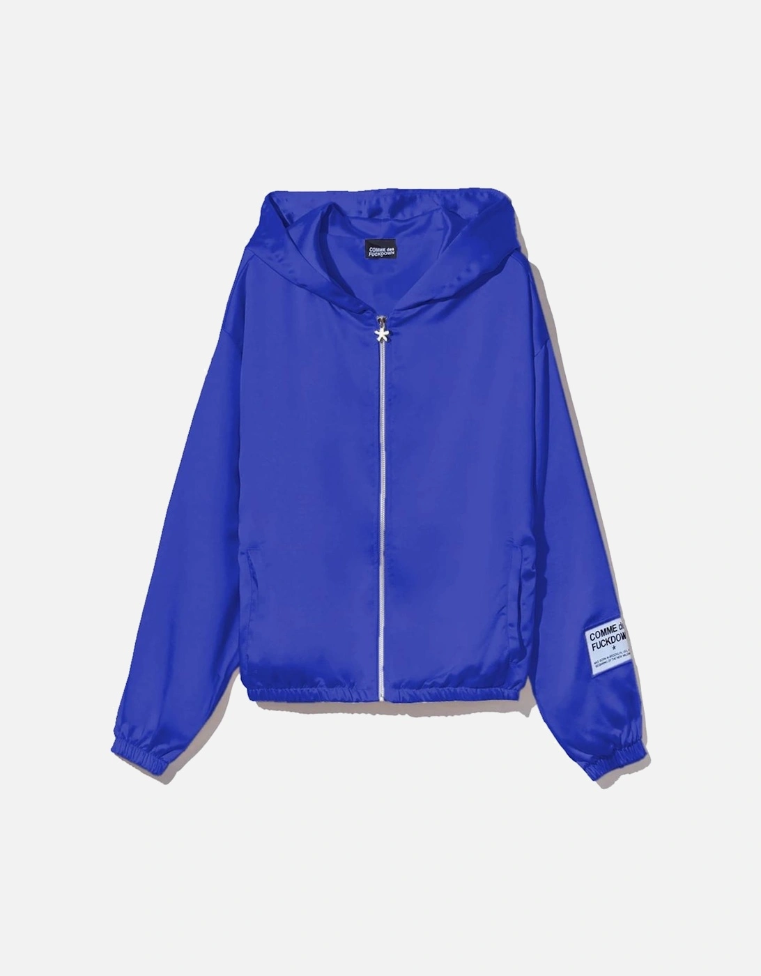 Zipper Satin Hooded Jacket with Side Pockets and Logo Label. Women -, 3 of 2