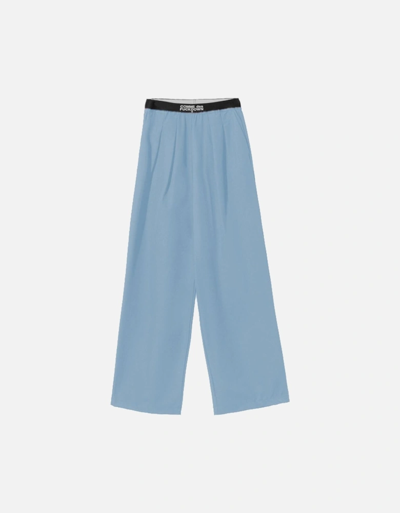 Logoed Elastic Waistband Palazzo Pants Women - Light Blue Jeans