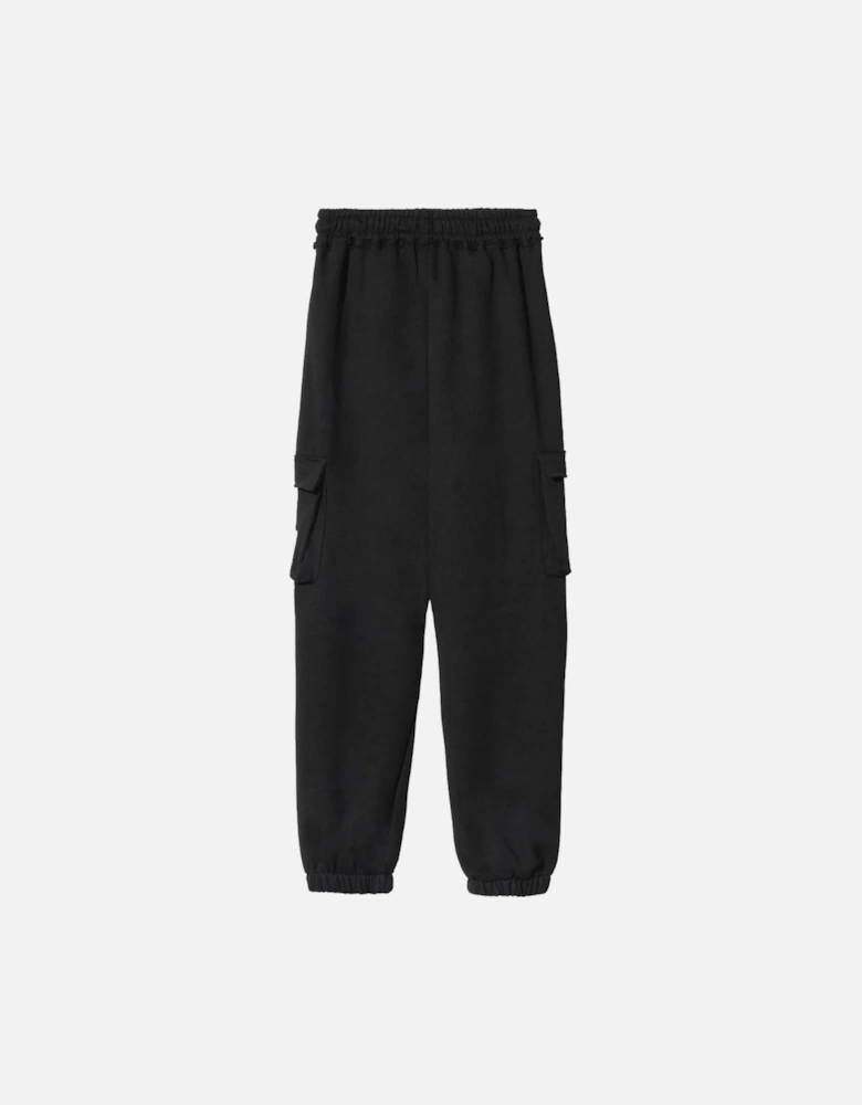 Fleece Pants with Logo and Cargo Pockets. Women - Black Jeans