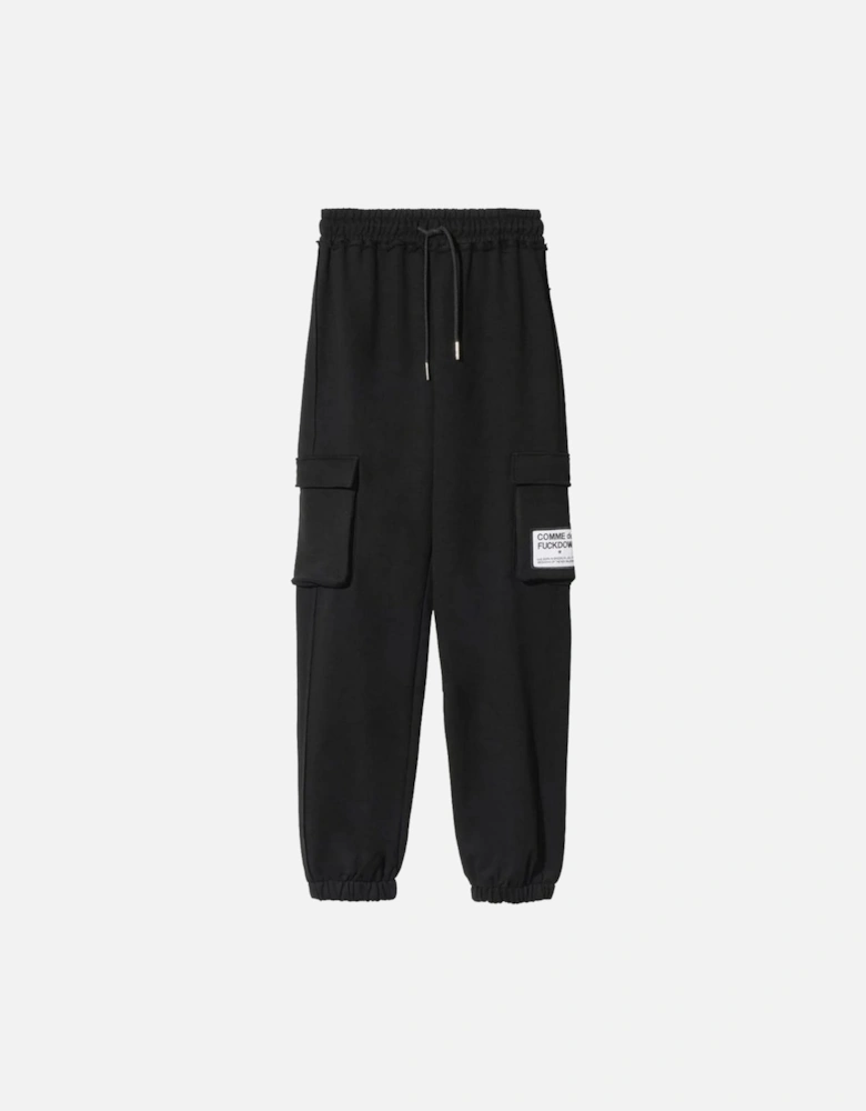 Fleece Pants with Logo and Cargo Pockets. Women - Black Jeans