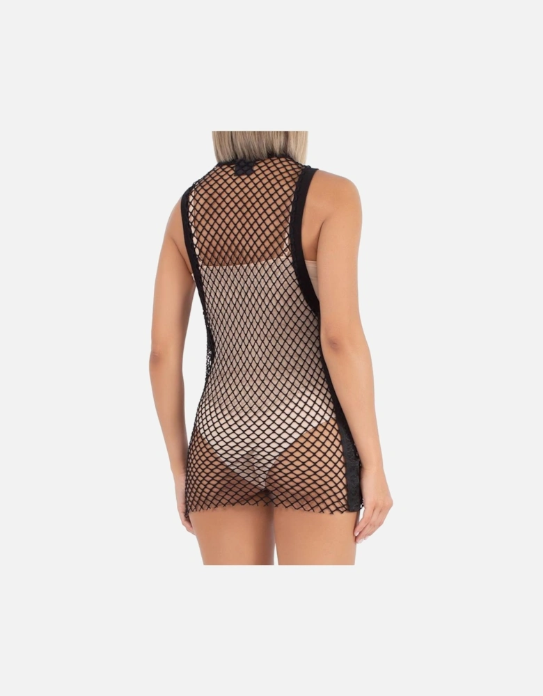 Mesh Tank Top with Side Stripes. Women - Black T-Shirts