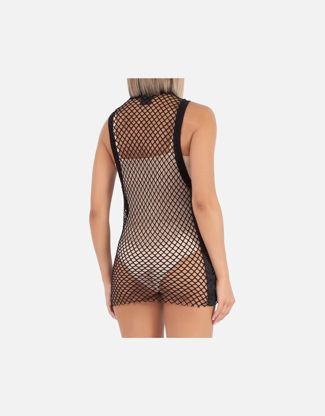 Mesh Tank Top with Side Stripes. Women - Black T-Shirts