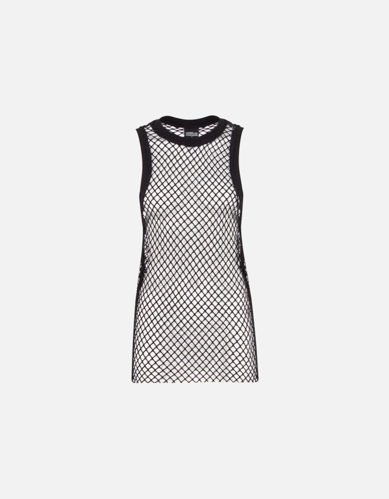 Mesh Tank Top with Side Stripes. Women - Black T-Shirts