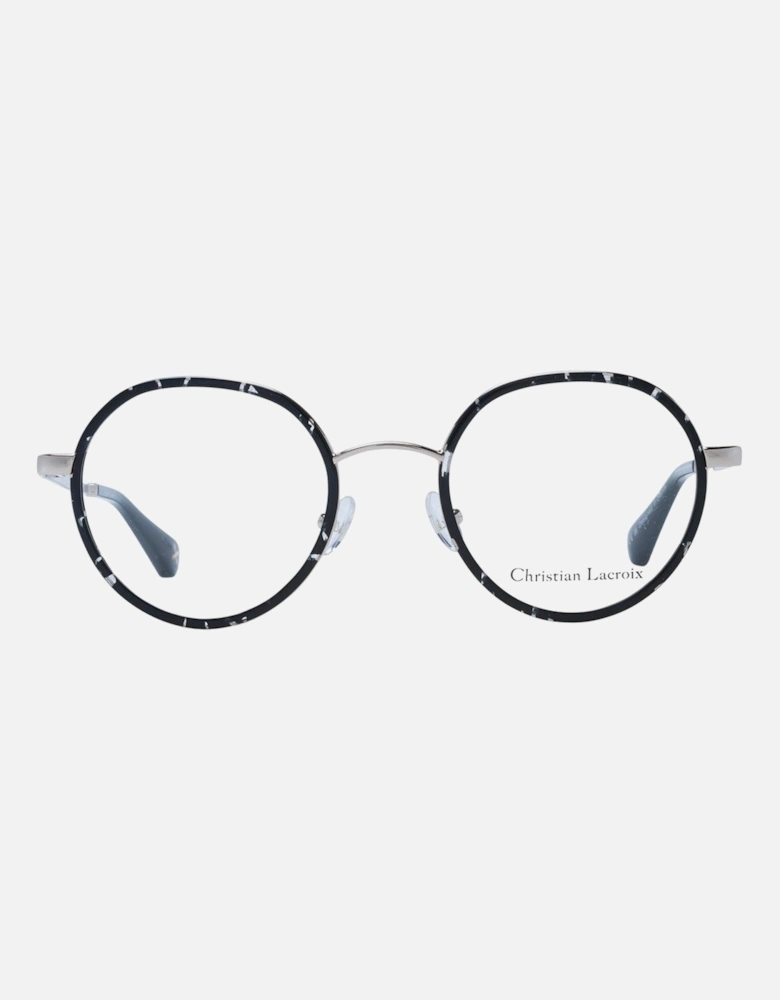 Black Stainless Steel Panto Glasses with Demo Lenses and Spring Hinges