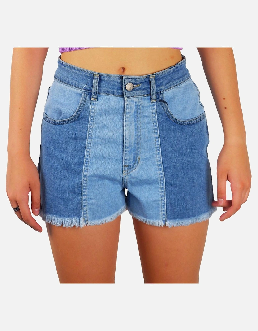 Twotone Denim Shorts Model CO10375 Women - Blue, 3 of 2