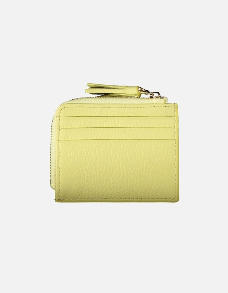 Double-Spaced Card Holder with Central Pocket and Logo Women - Yellow