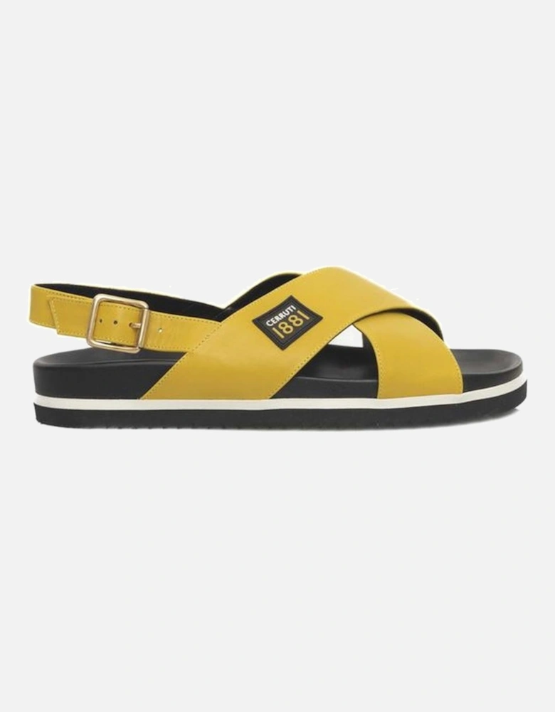 Double Braided Leather Sandals with Adjustable Buckle Women - Yellow