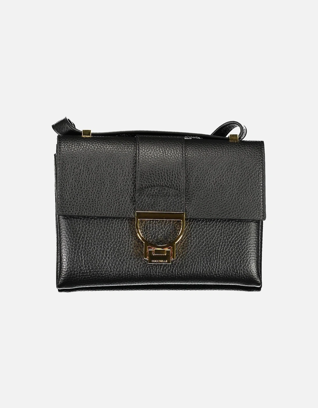 Adjustable Leather Shoulder Bag with Compartments Women - Black, 4 of 3