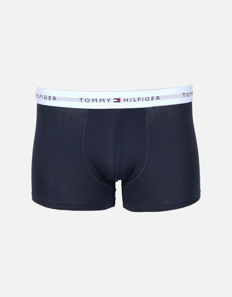 3-Pack Signature Cotton Boxer Trunks, Navy/Red/Blue/White