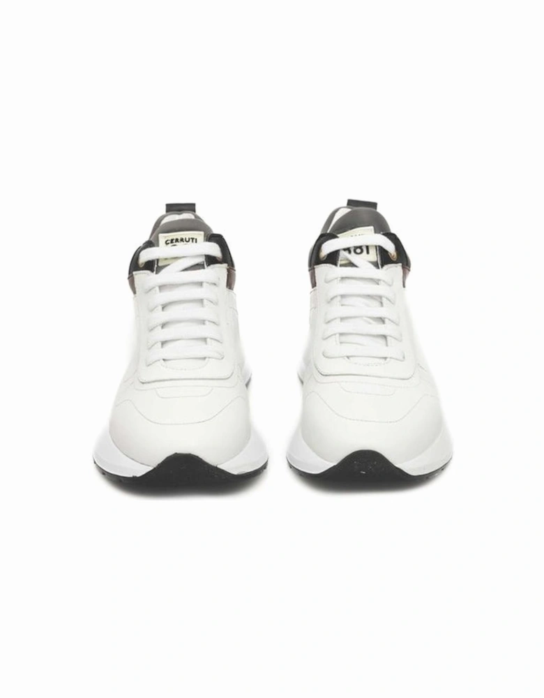 Platform Leather Sneakers with Front Logo for Women - White