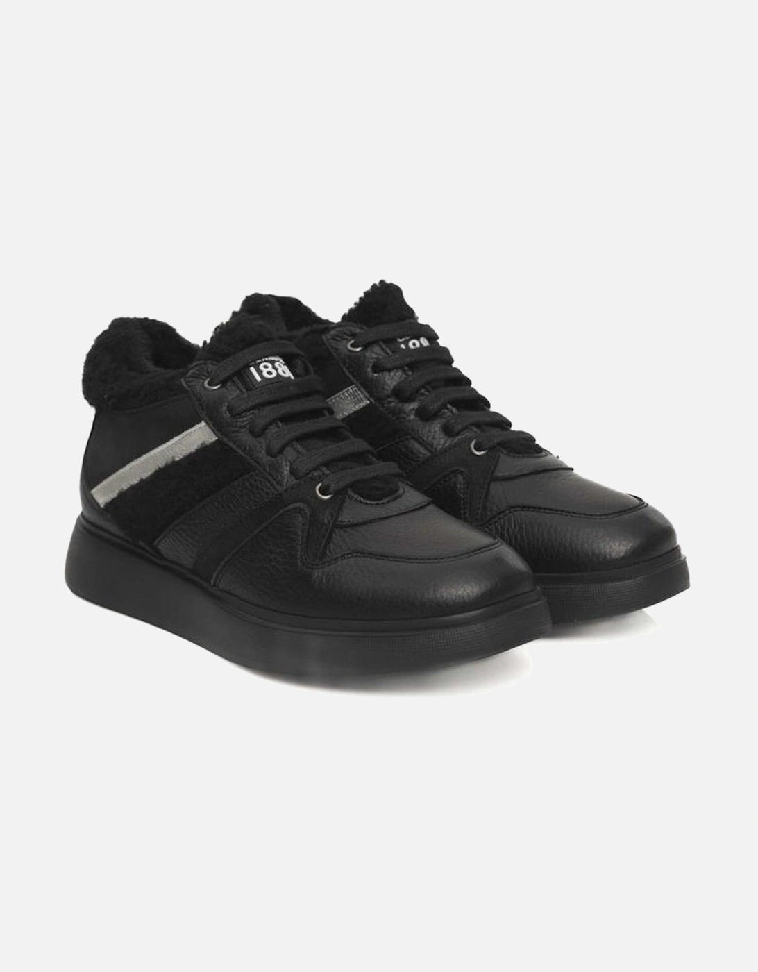 Platform Sneakers with Front Logo for Women - Black