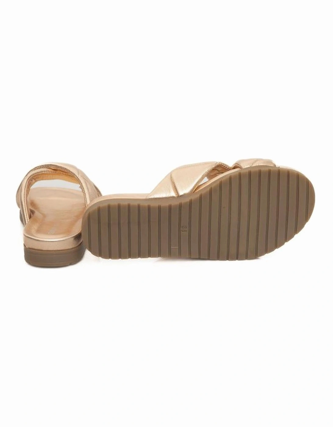 Double Braided Leather Sandal with Rubber Sole. Women - Beige