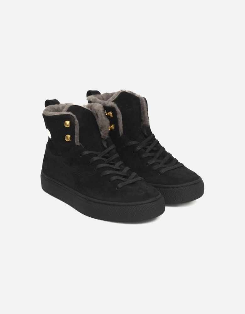 Rubber Sole High Sneakers with Side Logo Women - Black