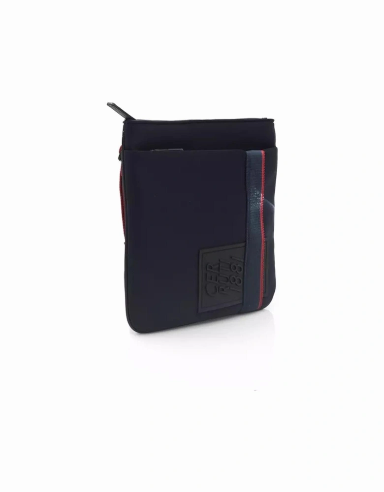 Refined Blue Messenger Bag with Neat Internal Compartments and Zip