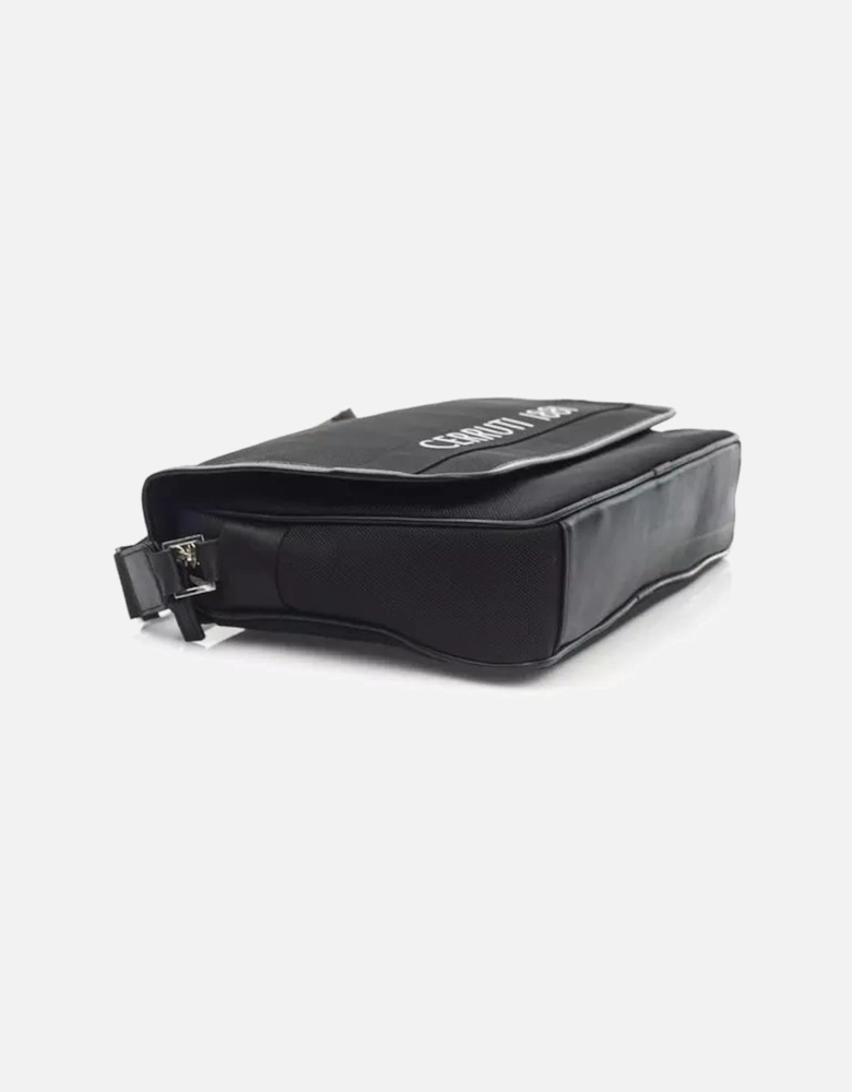 Sophisticated Crossbody Bag with Sleek Logo and Convenient Back Pocket