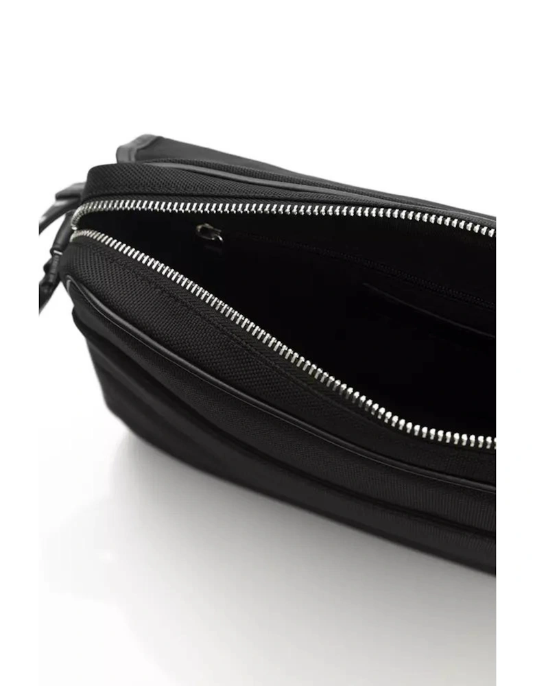 Sophisticated Crossbody Bag with Sleek Logo and Convenient Back Pocket