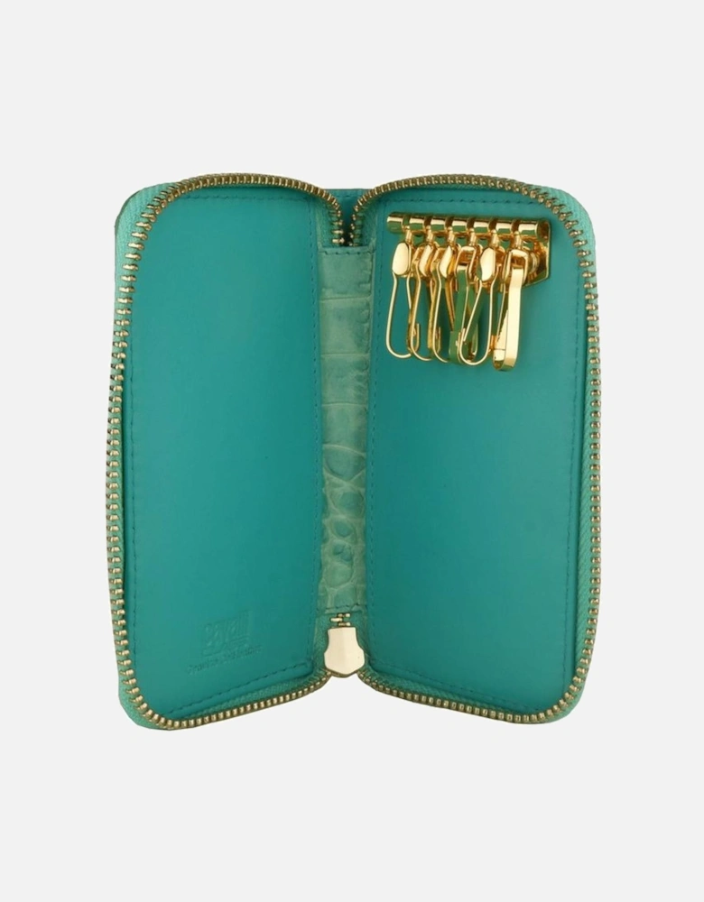 Chic Turquoise Leather Keyholder Women - Light Blue Keychains