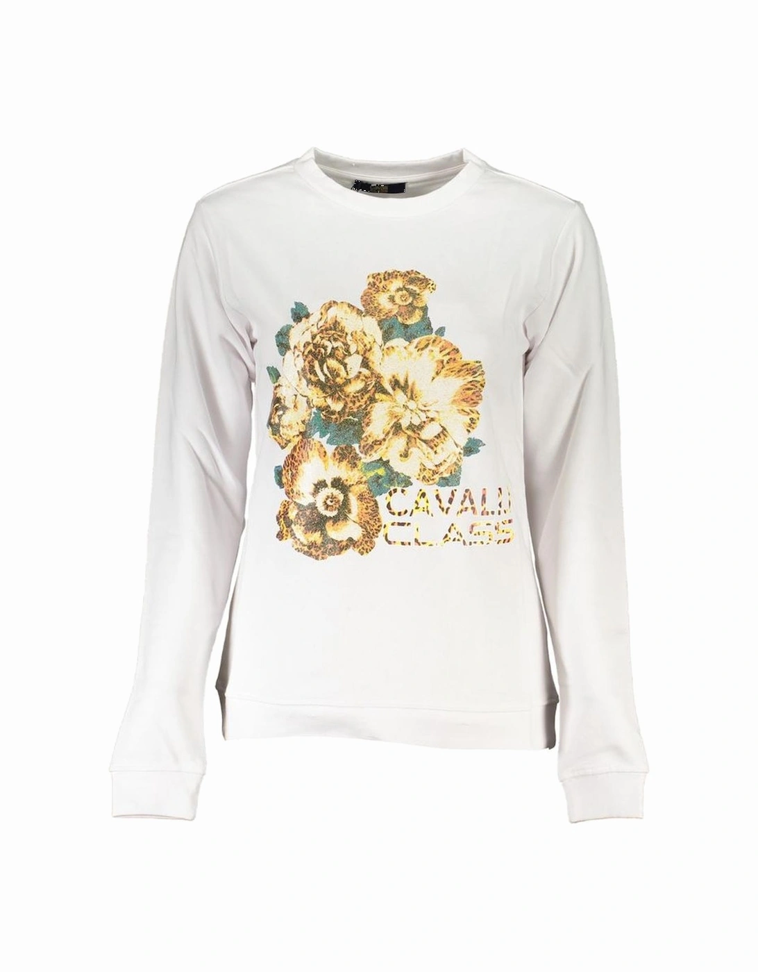 Womens Cavalli Class Womens Floral Print Long Sleeve Sweatshirt - White - Size: 20